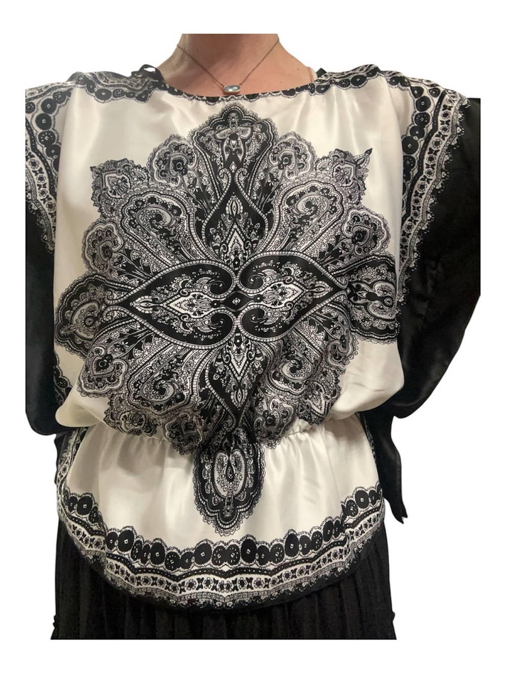 Alyx Black and White Paisley Blouson Top XL